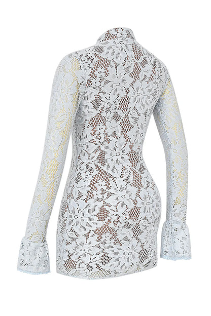 Brianna Bluebell Keyhole Lace Mini Dress
