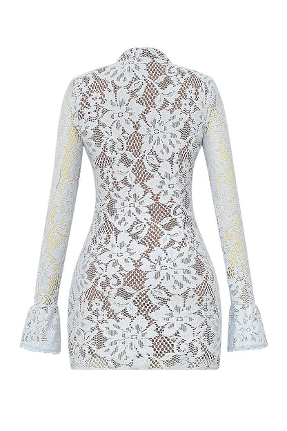 Brianna Bluebell Keyhole Lace Mini Dress