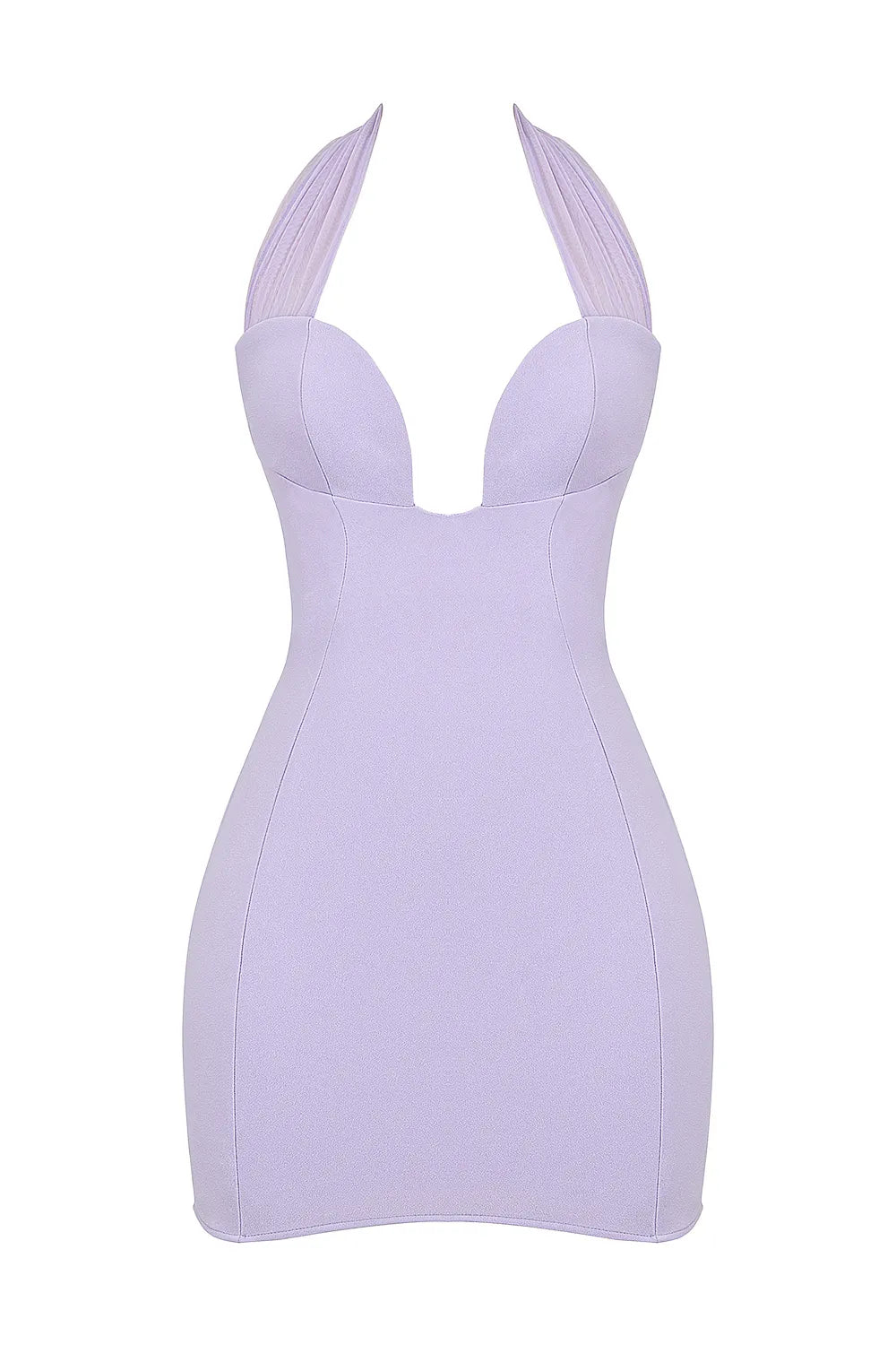 Alyssa Orchid Crepe Plunge Mini Dress