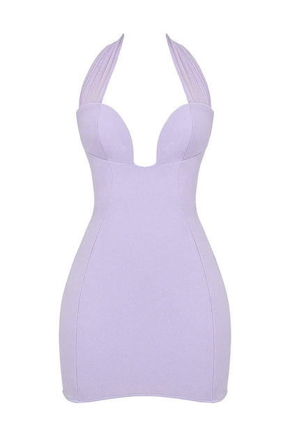 Alyssa Orchid Crepe Plunge Mini Dress