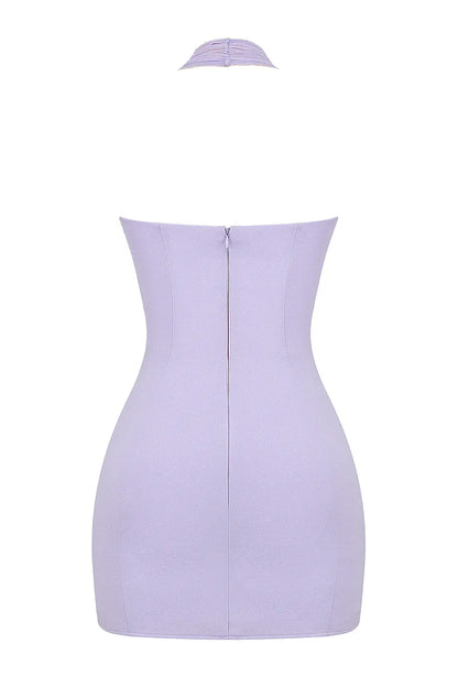 Alyssa Orchid Crepe Plunge Mini Dress