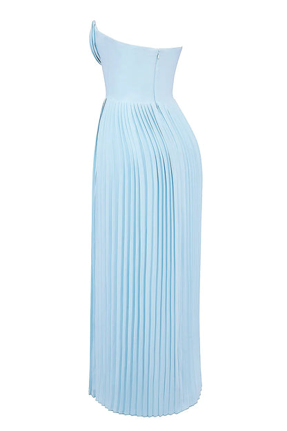 Marcella Ocean Blue Pleated Maxi Dress