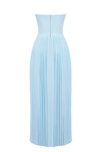 Marcella Ocean Blue Pleated Maxi Dress