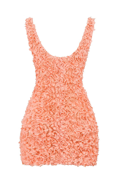 Faena Sorbet Plunge Floral Appliqué Mini Dress