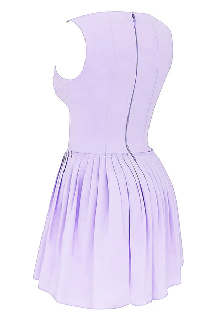 Cupid Orchid Pleated Cotton Mini Dress