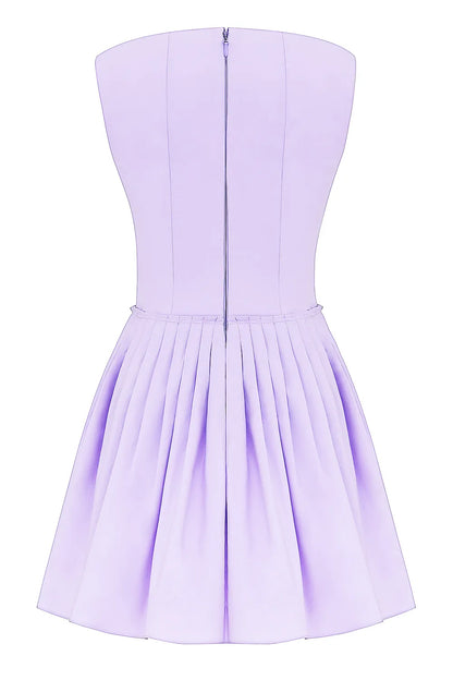 Cupid Orchid Pleated Cotton Mini Dress