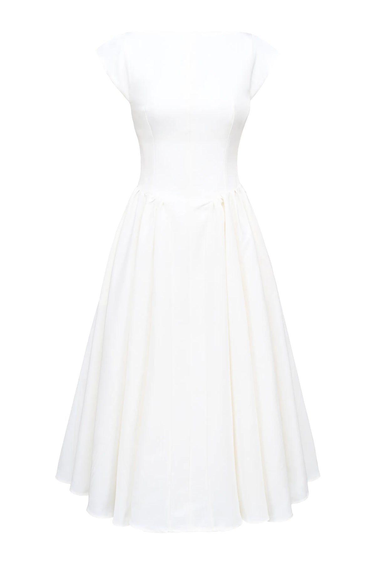 Debutante Ivory Moire Satin Midi Dress
