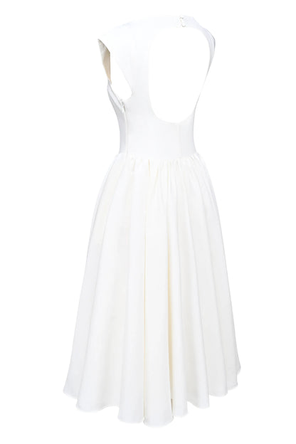Debutante Ivory Moire Satin Midi Dress