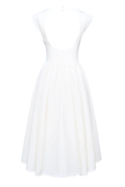 Debutante Ivory Moire Satin Midi Dress