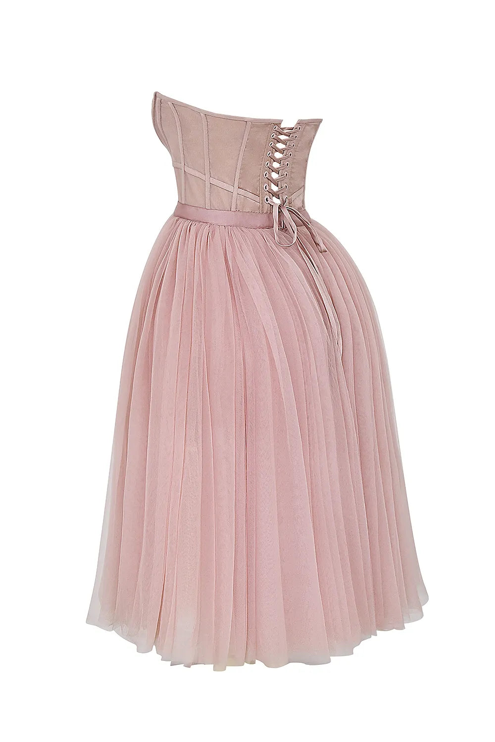 Darling French Rose Tulle Midi Dress