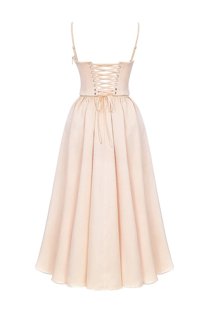 Perfect Peach Satin Corset and Skirt