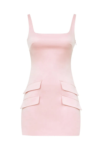 Cosette Rose Shadow Satin Sleeveless Mini Dress