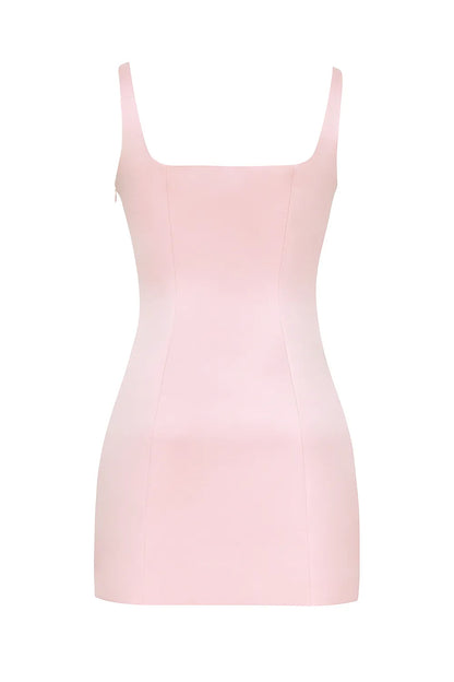 Cosette Rose Shadow Satin Sleeveless Mini Dress