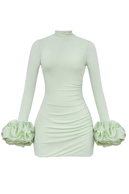 Camilla Pistachio Ruffle Cuff Mini Dress