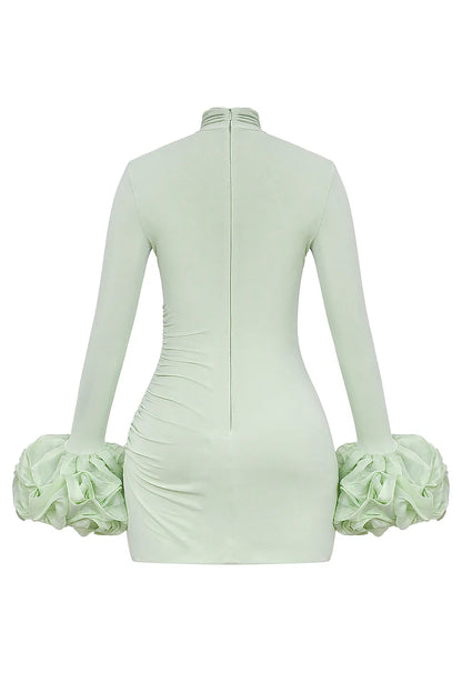 Camilla Pistachio Ruffle Cuff Mini Dress