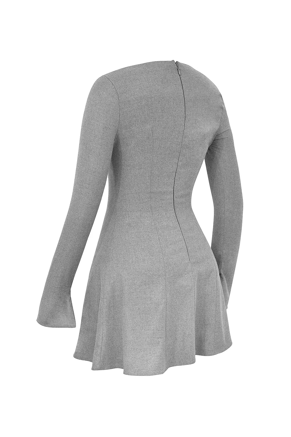 Angelique Grey A-Line Long Sleeve Mini  Dress