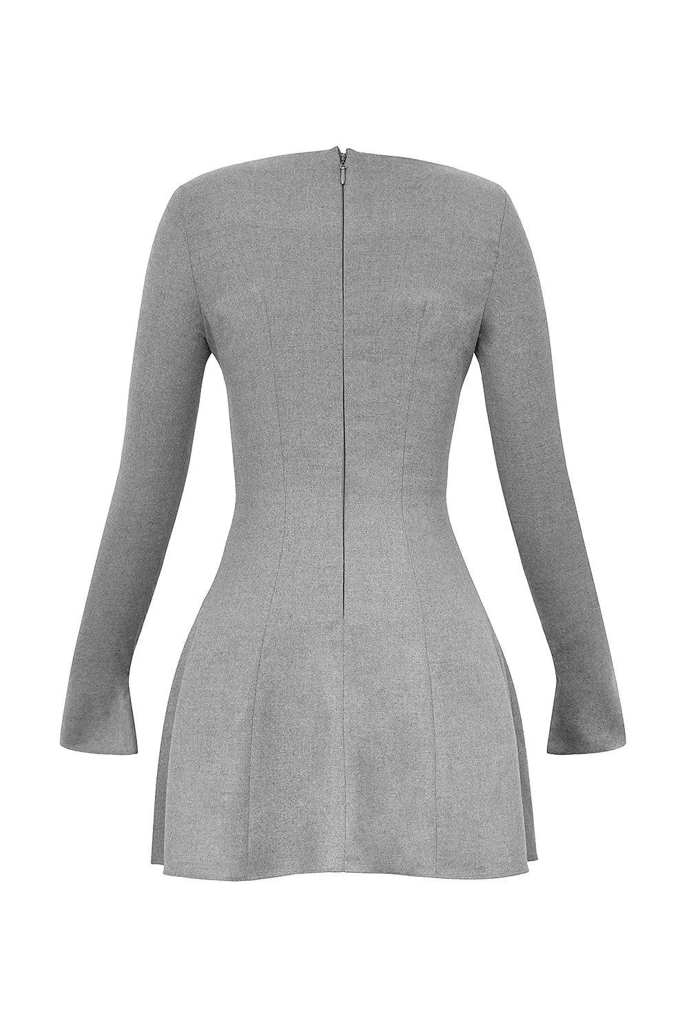 Angelique Grey A-Line Long Sleeve Mini  Dress