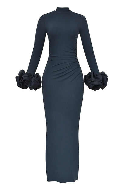Fabienne Midnight Ruffle Sleeve Maxi Dress