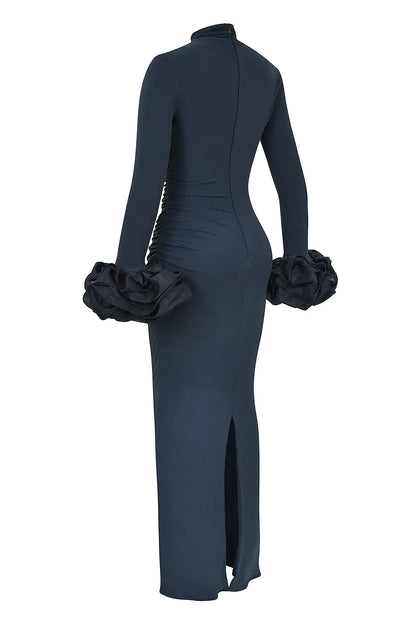 Fabienne Midnight Ruffle Sleeve Maxi Dress