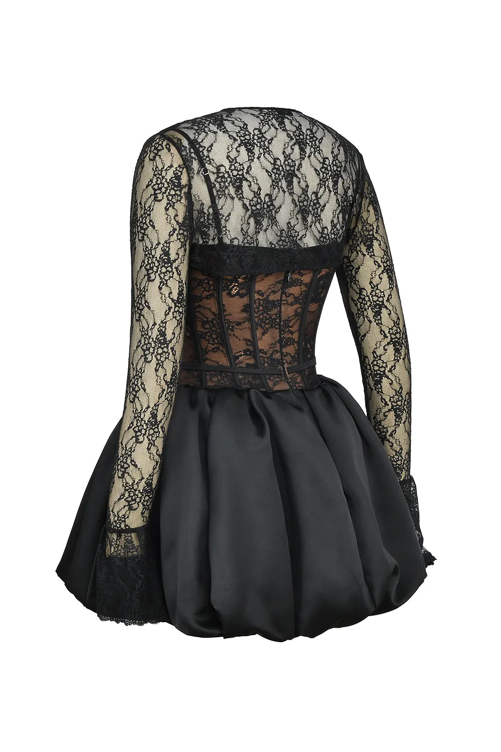 Beauty Black Lace Puffball Mini Dress