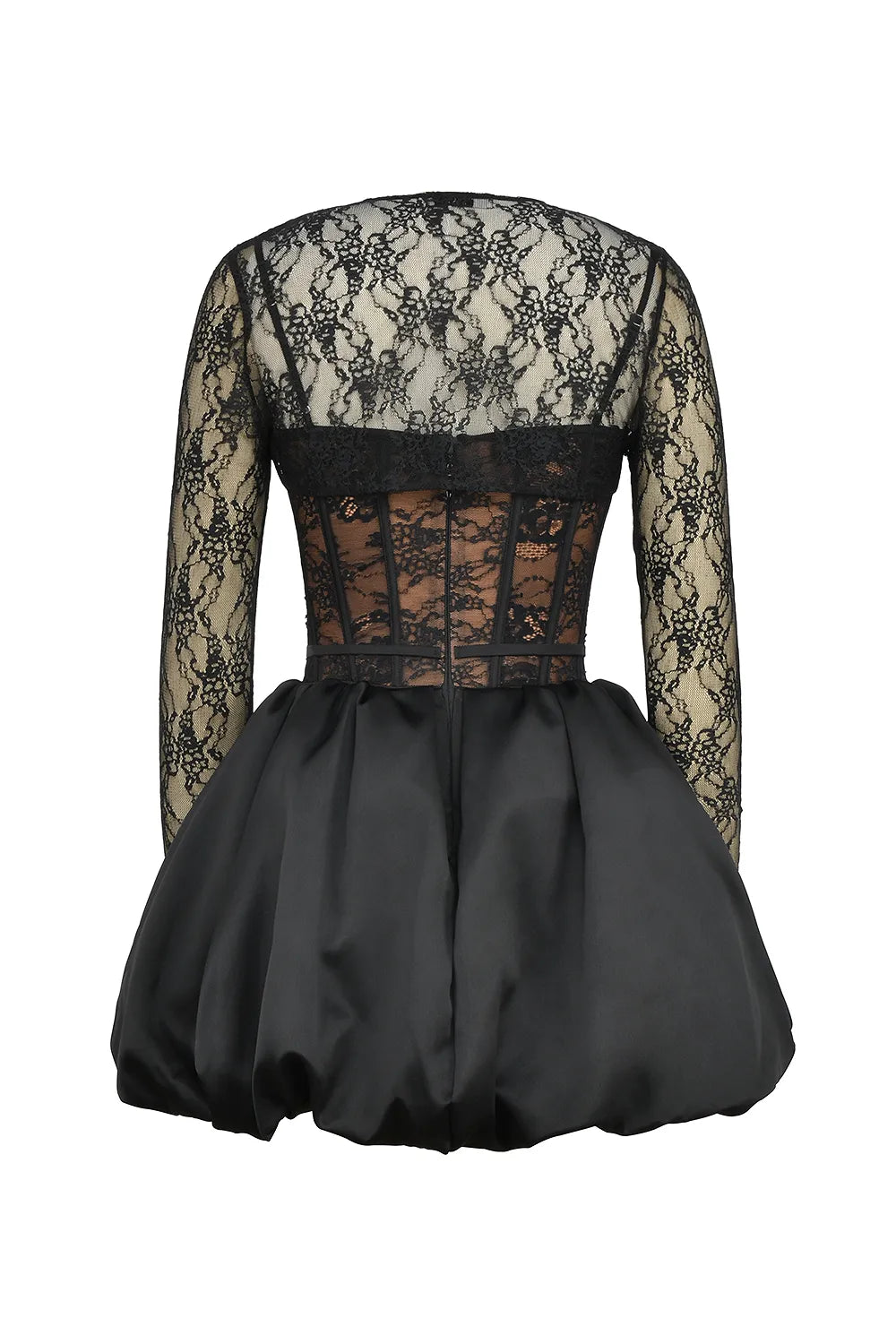 Beauty Black Lace Puffball Mini Dress