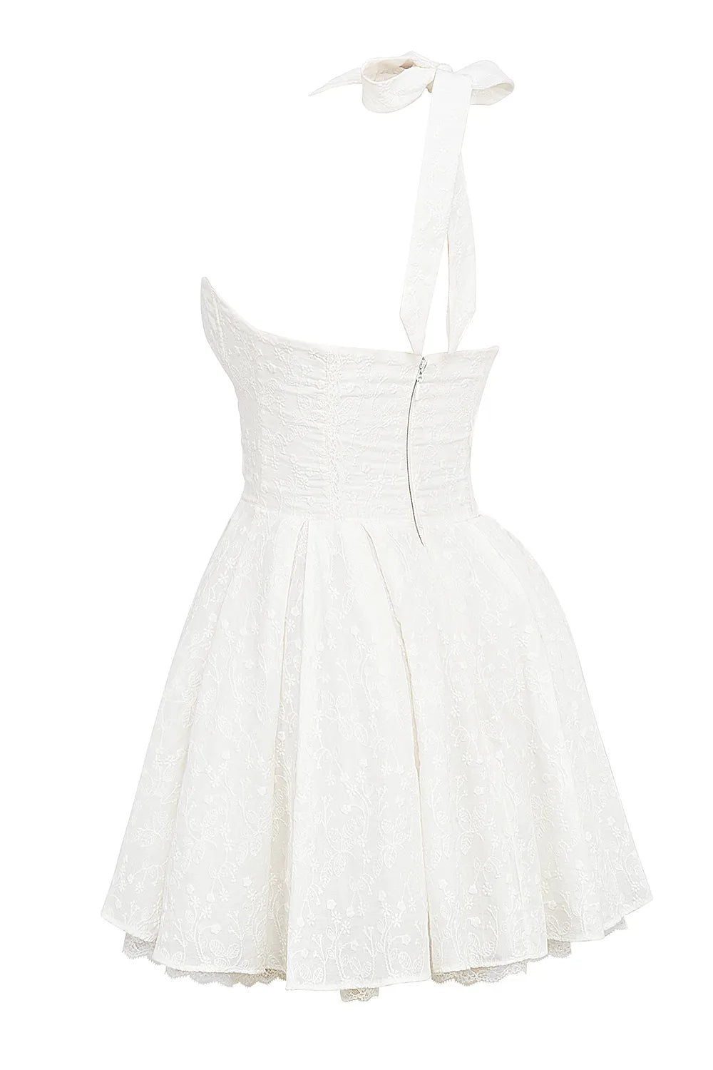 Harriet White Broderie Anglais Halter Mini Dress