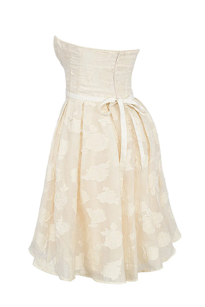 Saige Vintage Cream Floral Strapless Mini Dress
