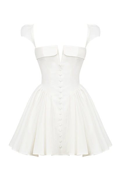 Florence White Cotton Corset Mini Dress