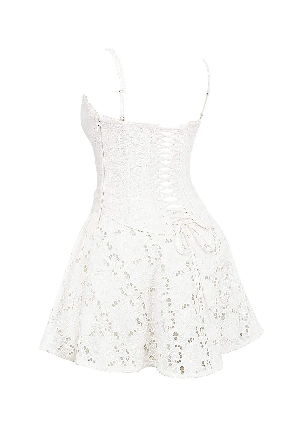 Elara White Broderie Anglais Mini Dress