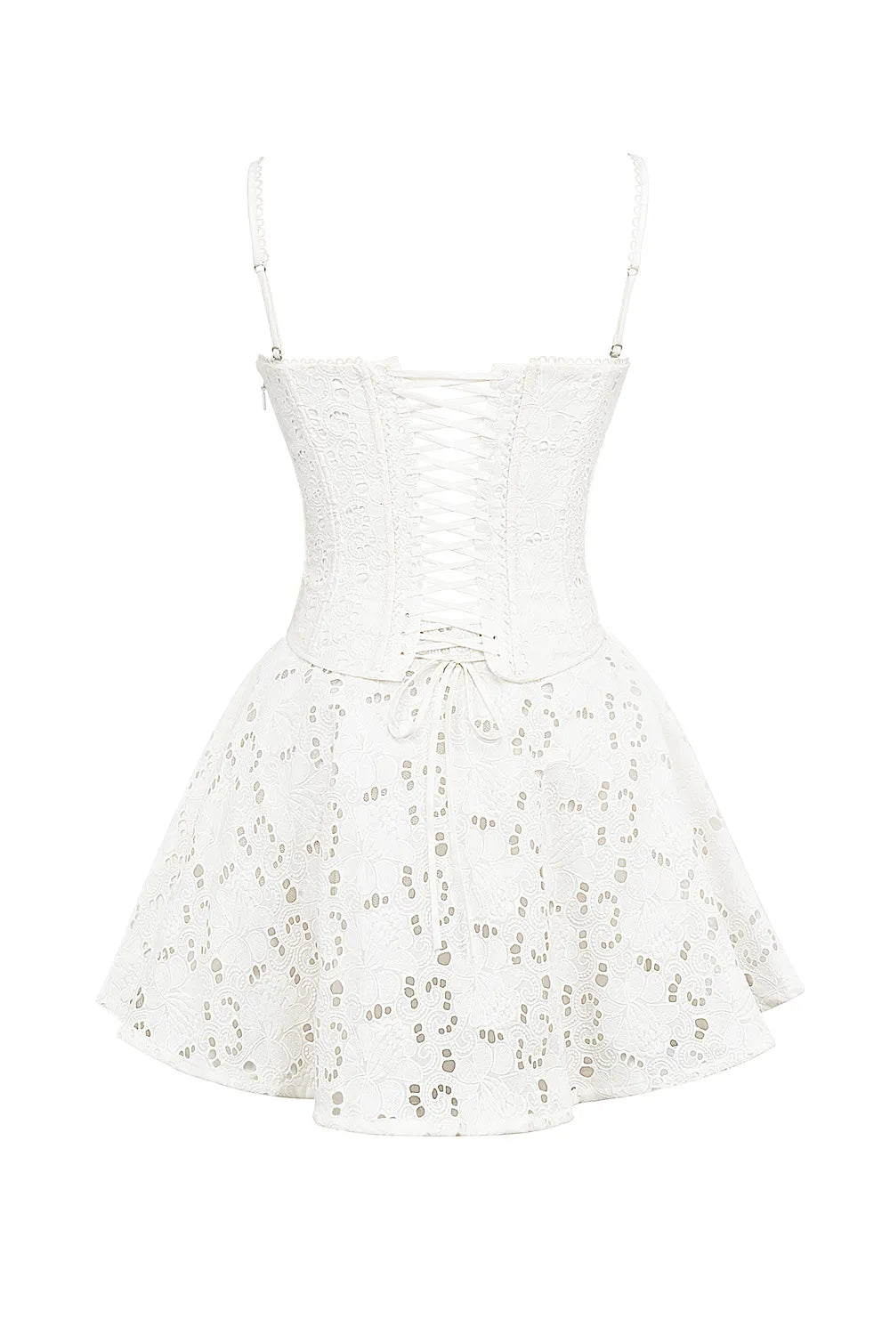 Elara White Broderie Anglais Mini Dress