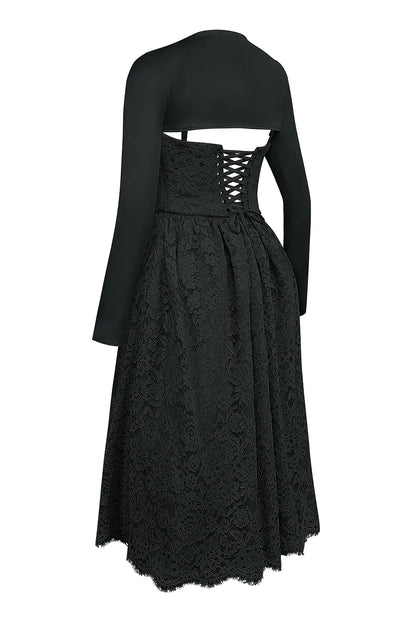 Duchess Black Lace Corset, Skirt and Bolero
