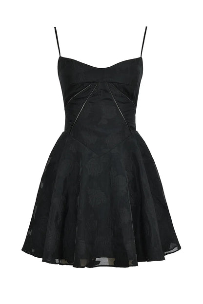 Serenita Black Floral Lace Back Mini Dress