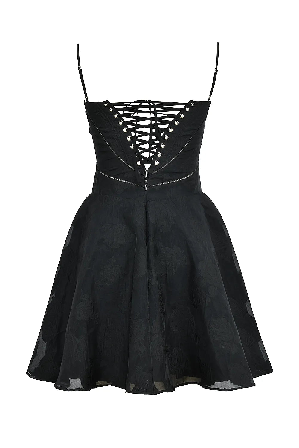 Serenita Black Floral Lace Back Mini Dress