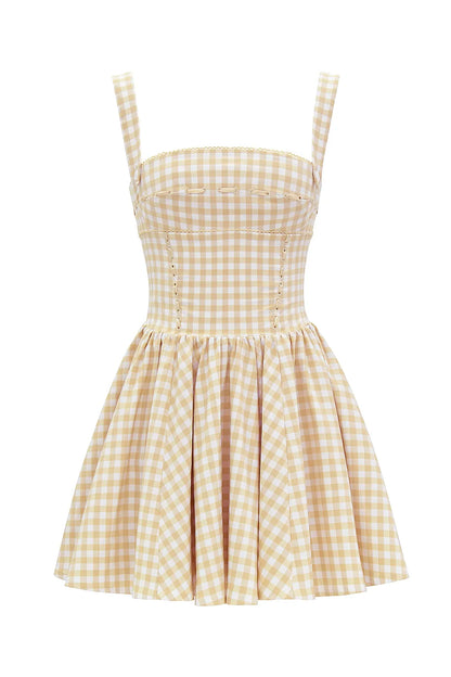 Isadora Gingerbread Gingham Mini Dress