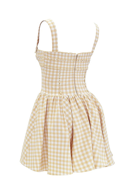 Isadora Gingerbread Gingham Mini Dress