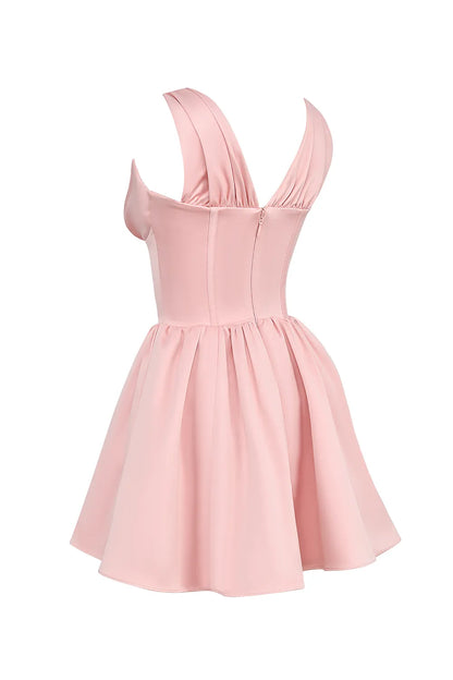 Emmeliette Powder Pink Satin Mini Dress