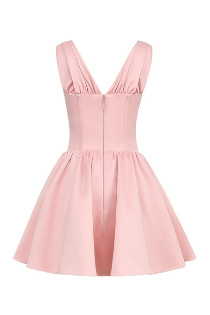 Emmeliette Powder Pink Satin Mini Dress