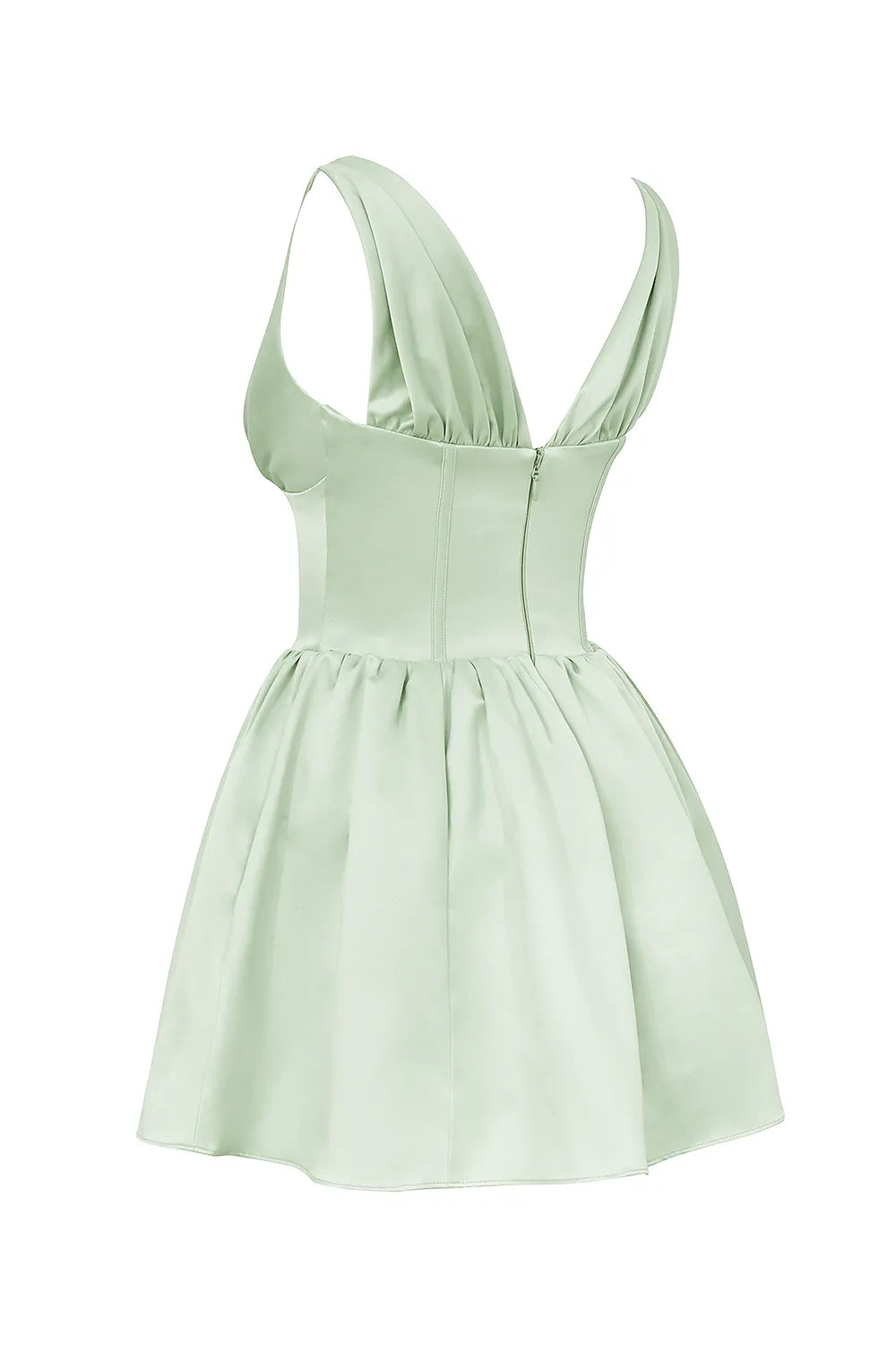 Emmeliette Pistachio Satin Mini Dress