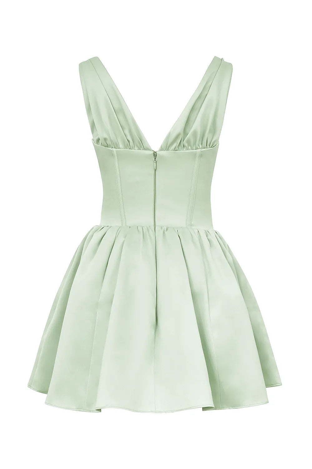Emmeliette Pistachio Satin Mini Dress
