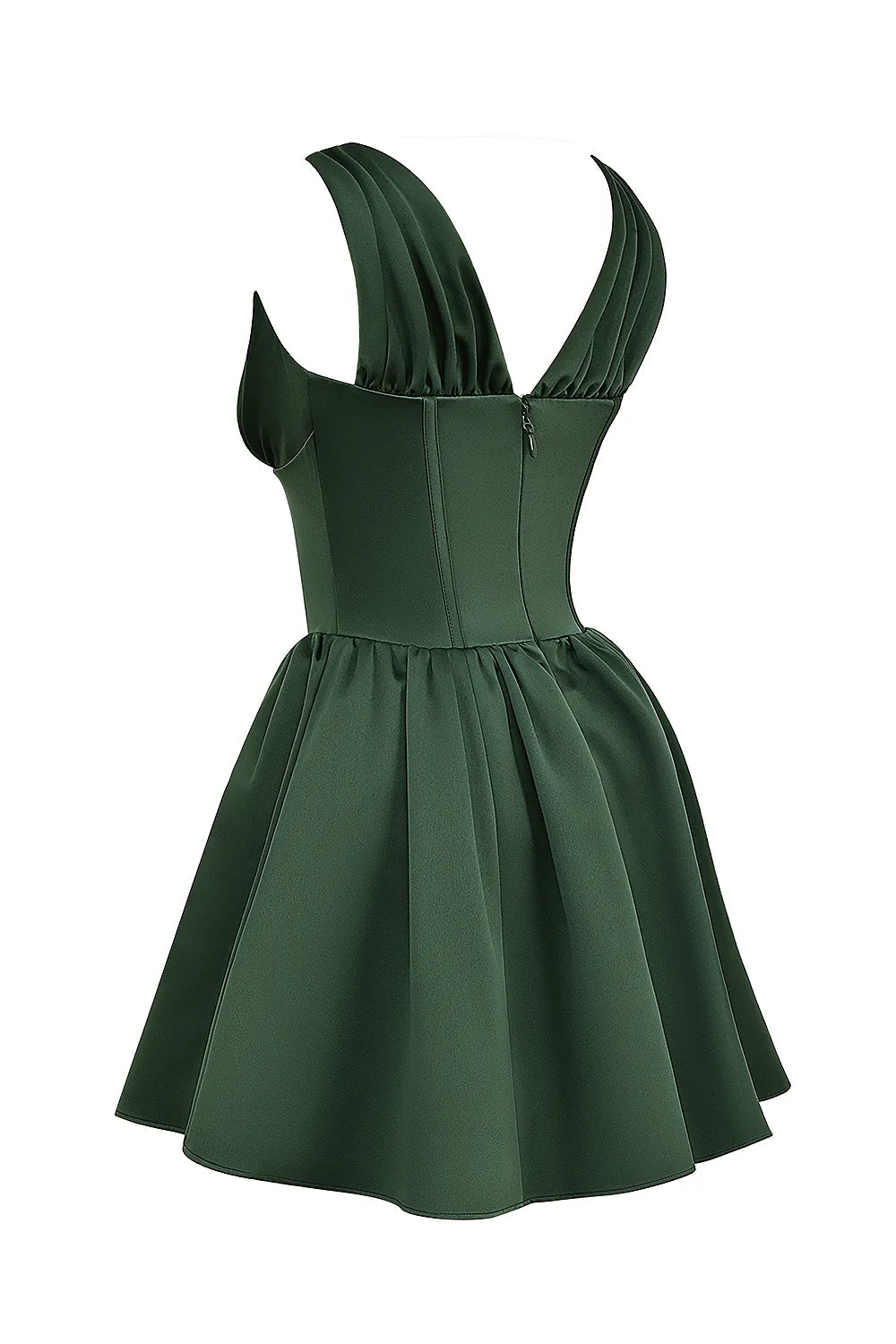 Emmeliette Forest Green Satin Mini Dress