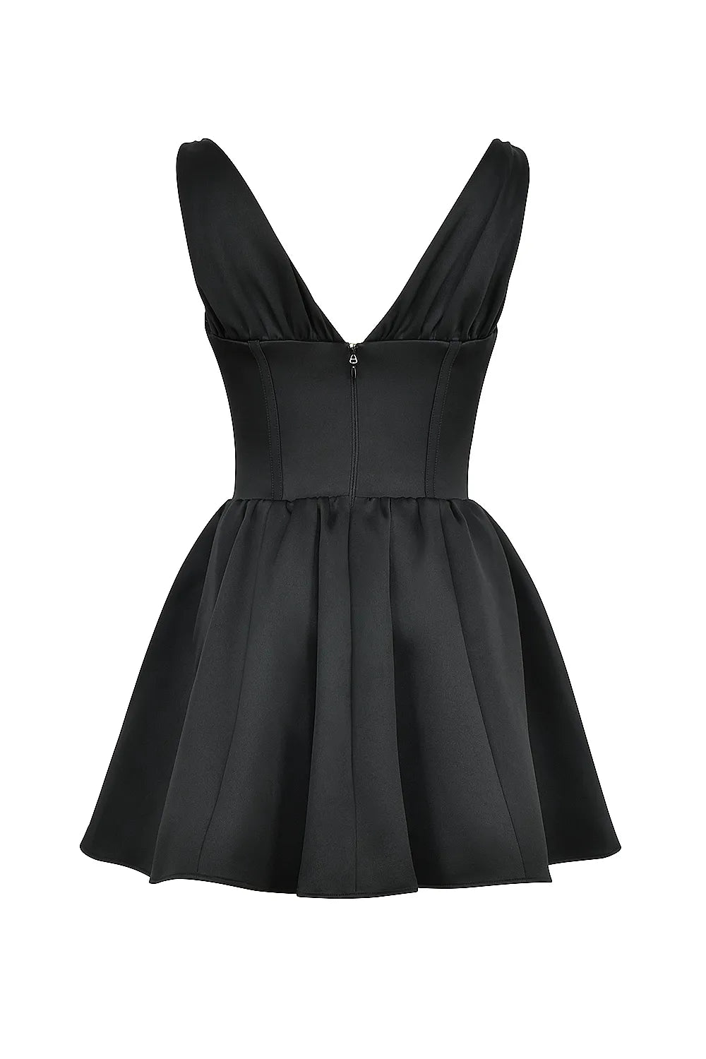 Emmeliette Black Satin Mini Dress