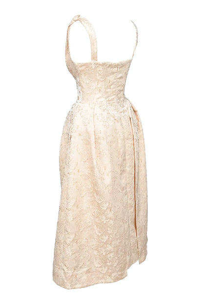 Paloma Ivory Metallic Jacquard Midi Dress