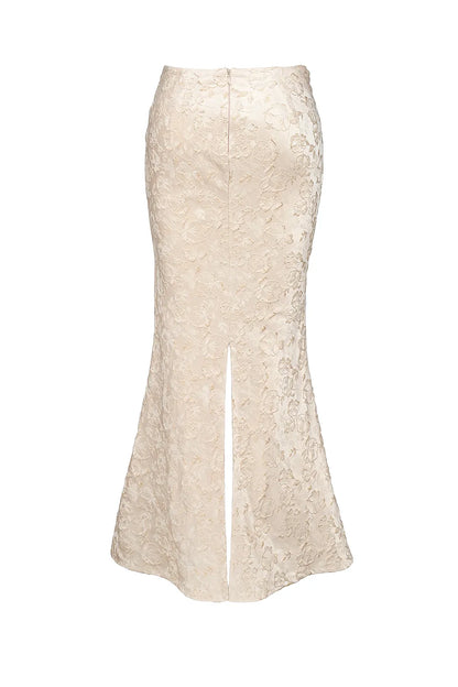 Mara Ivory Metallic Jacquard Maxi Skirt