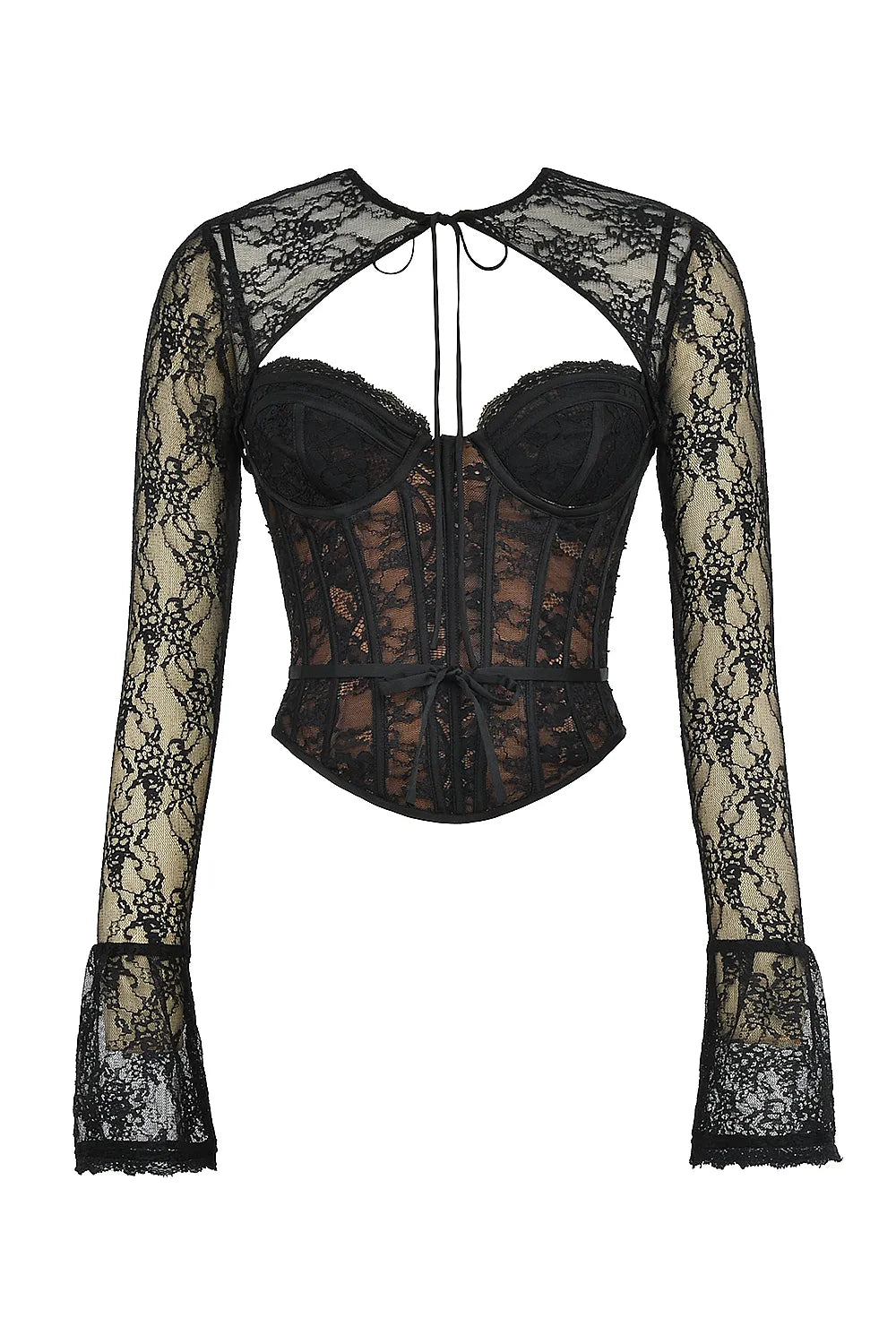 Lisette Black Lace Corset Top with Bolero
