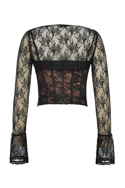 Lisette Black Lace Corset Top with Bolero