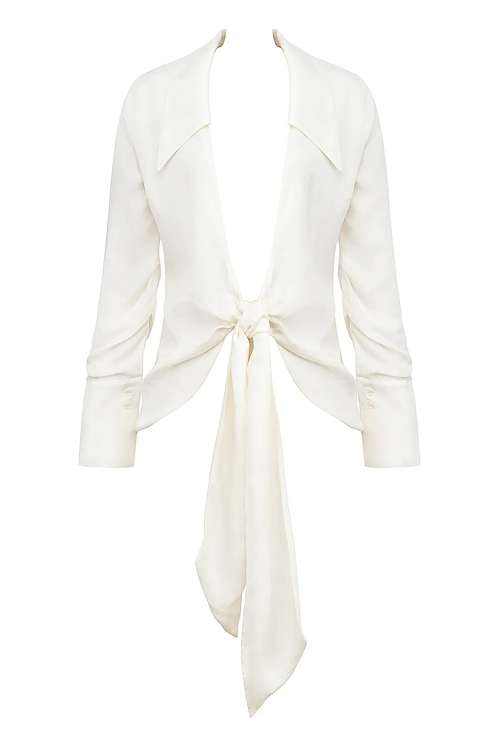 Hope White Draped Tie Front Shirt