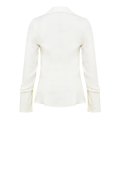 Hope White Draped Tie Front Shirt