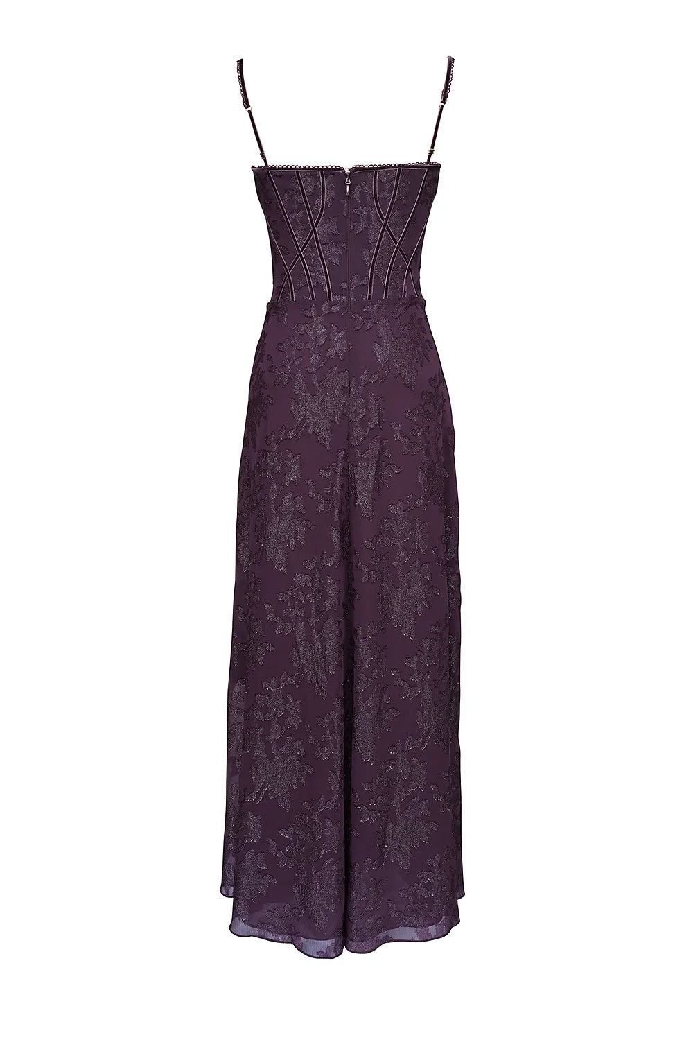 Esme Grape Lurex Chiffon Maxi Dress