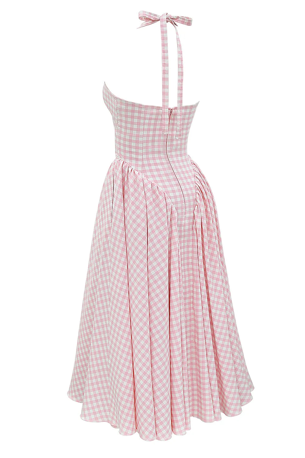 Marilyn Strawberry Shortcake Gingham Halter Midi Sundress