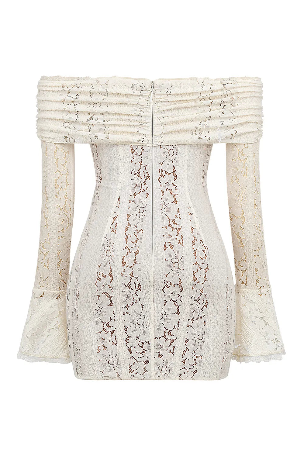 Sadie Vintage Cream Floral Lace Off Shoulder Mini Dress